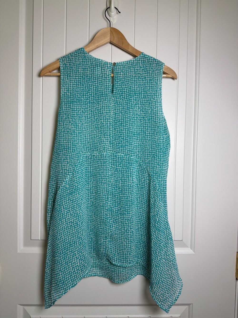 Fever Aqua Speckle Grid Sleeveless Double Layer Blouse, Small - Picture 4 of 11